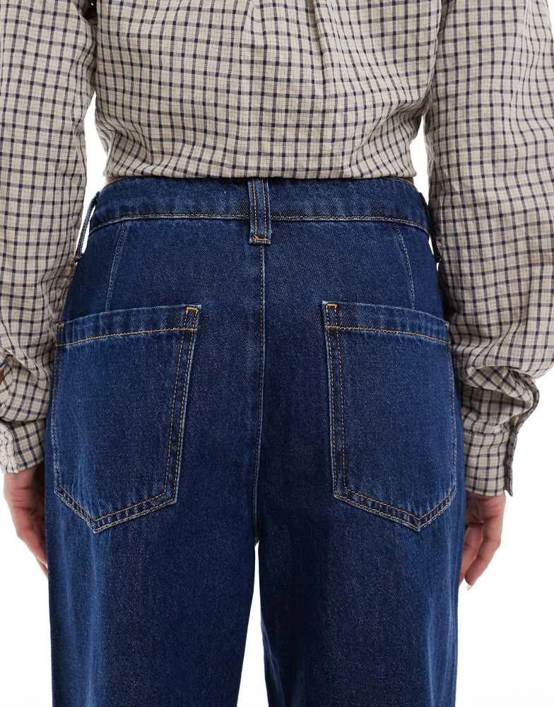 ASOS ASOS DESIGN wide leg seam front jean in dark mid blue 5