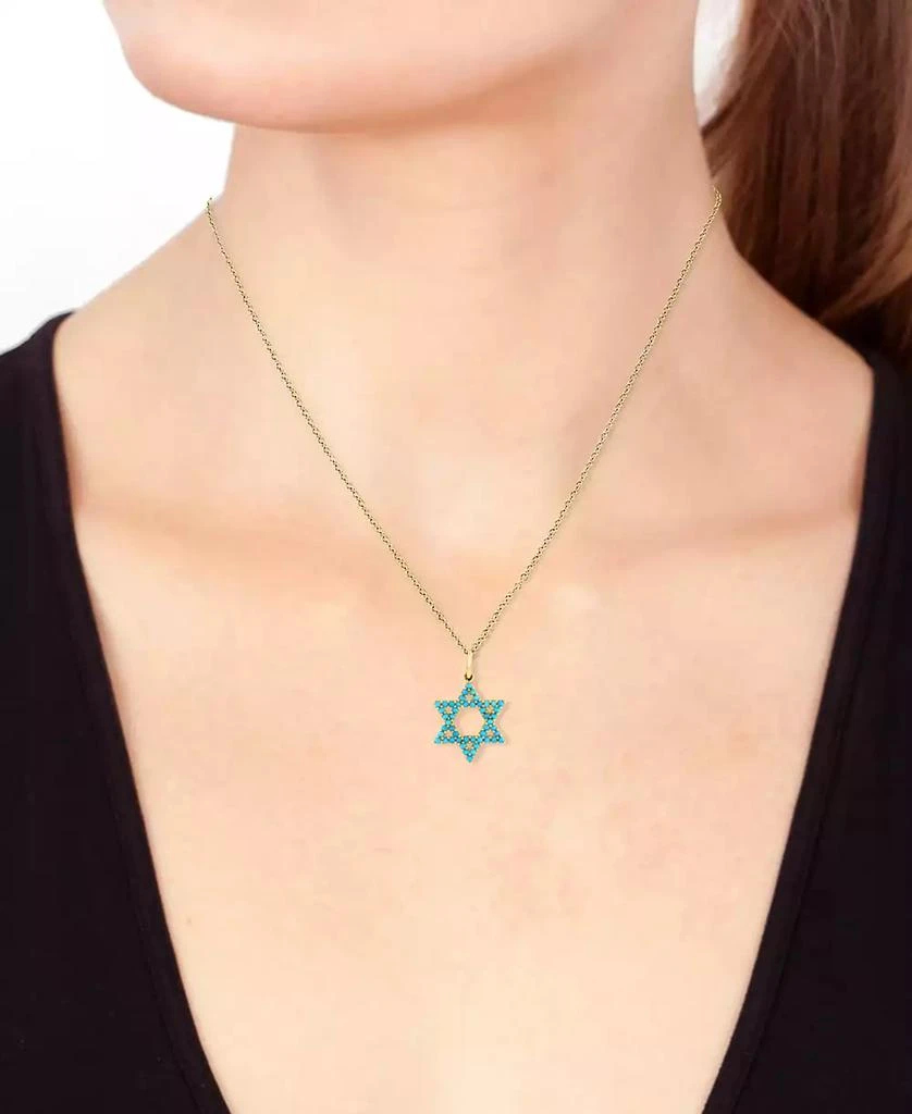 Effy EFFY® Turquoise Star Of David Pendant Necklace in 14k Yellow Gold, 18" + 1" extender 2