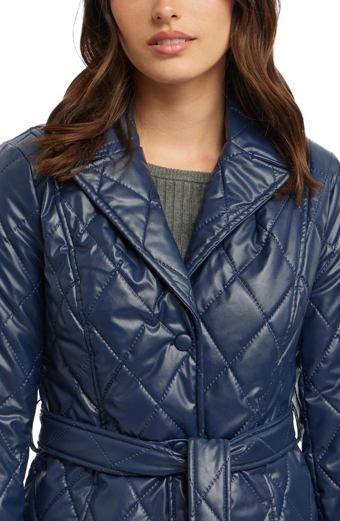 Badgley Mischka Quilted Faux Leather Trench Coat 3