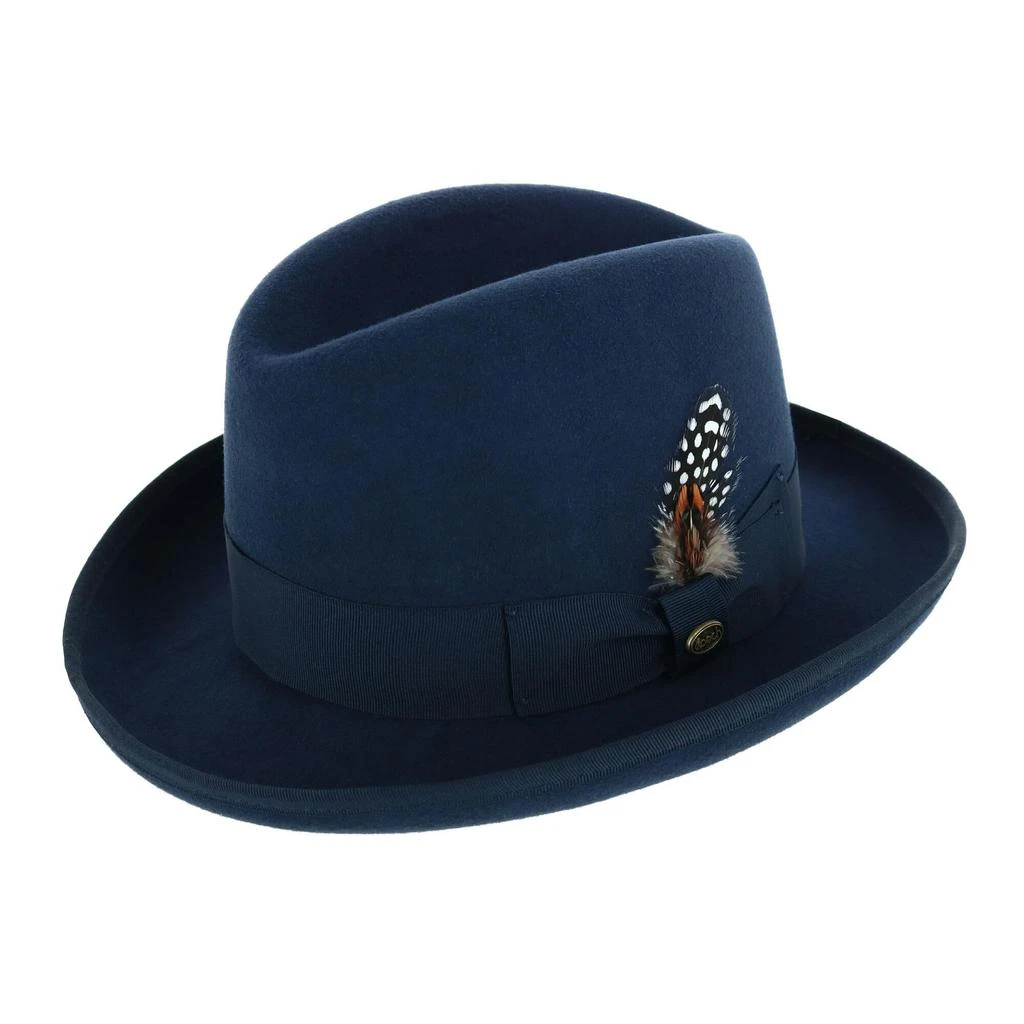 Epoch Hats Company Men's Wool Felt Homburg Godfather Hat with Feather 1