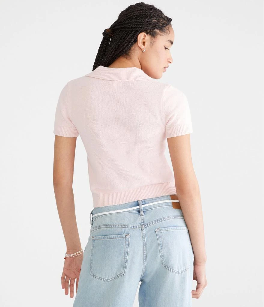 Aeropostale Bow 87 Cropped Graphic Sweater Polo 4