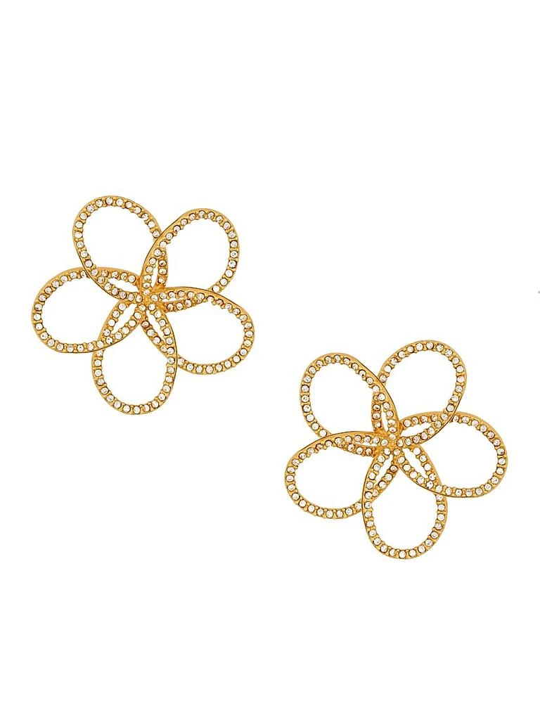 Oscar de la Renta Flower Chain 24K-Gold-Plated 
Glass Crystal Earrings