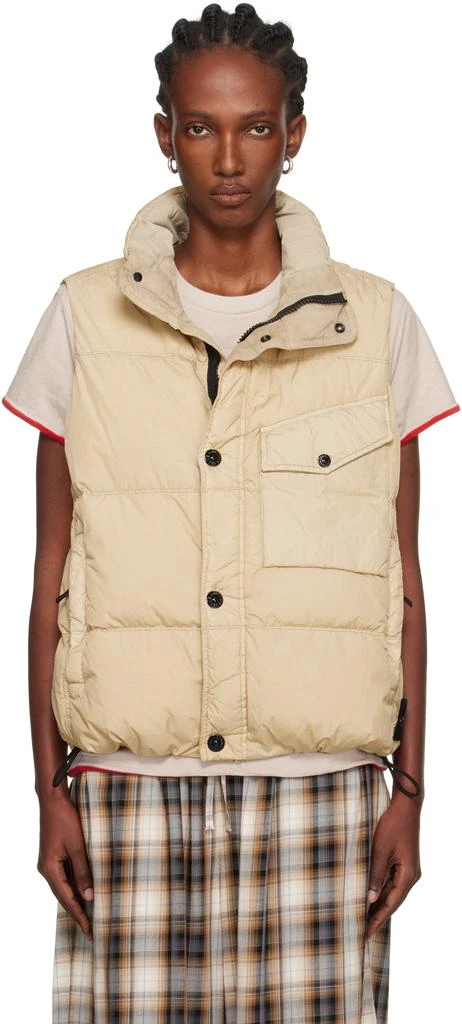 Stone Island Beige G100003 Crinkle Reps Recycled Nylon Down Vest
