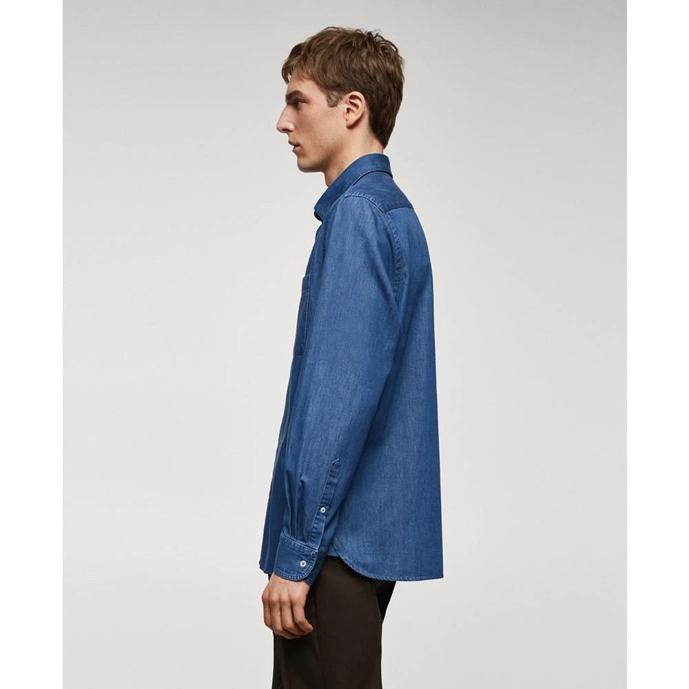Mango Men's Classic-Fit Chambray Cotton Shirt 4