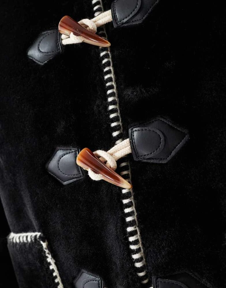 Object Object fur jacket with toggle fastenings in black 2