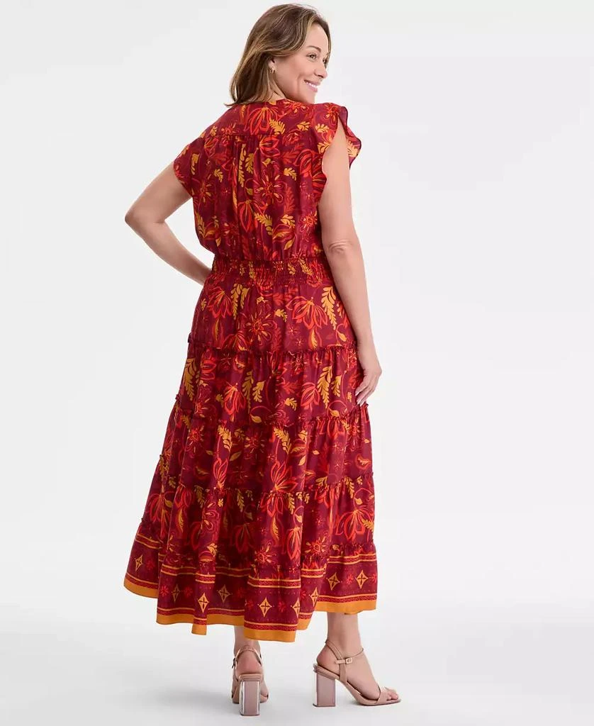 Vince Camuto Plus Size Printed Smocked-Waist Flutter-Sleeve Maxi Dress 5