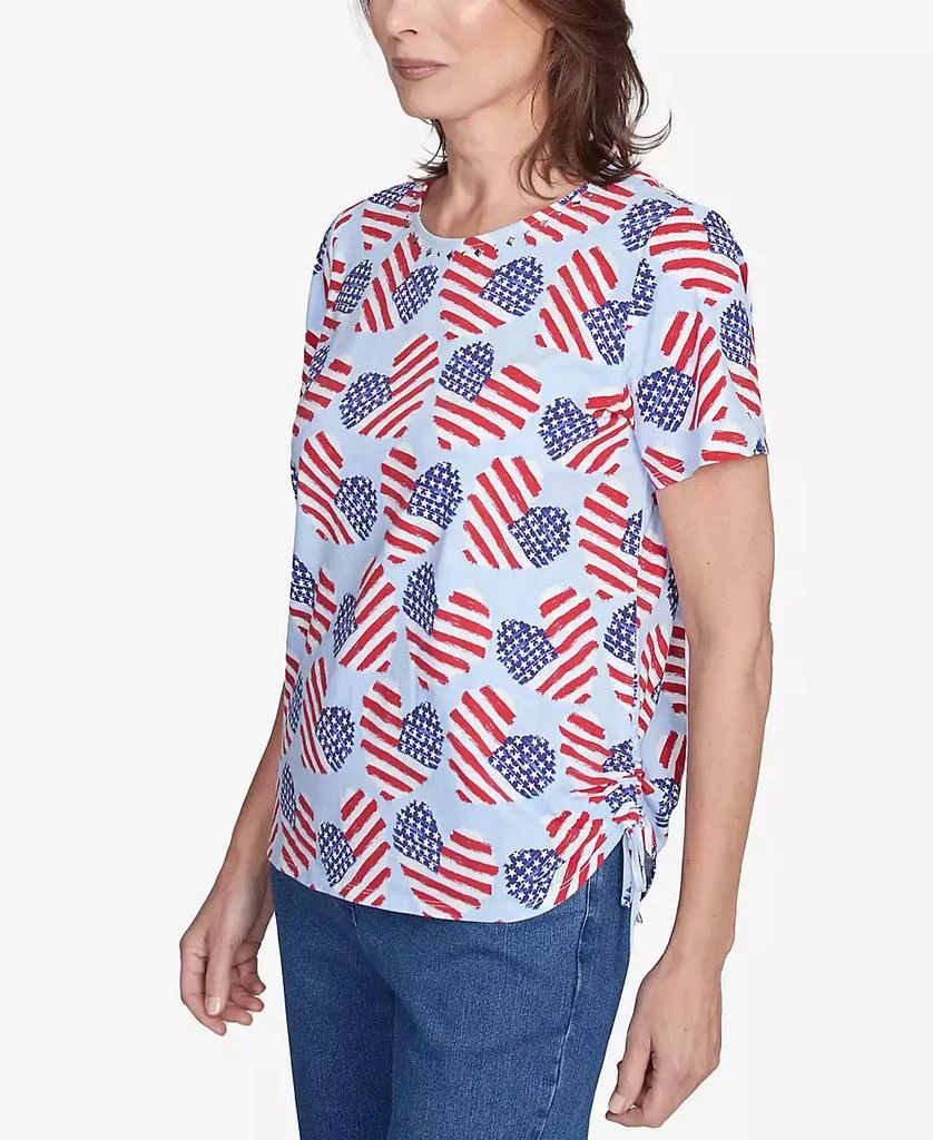 Alfred Dunner Petite  Flag Heart Top with Side Ruching 3