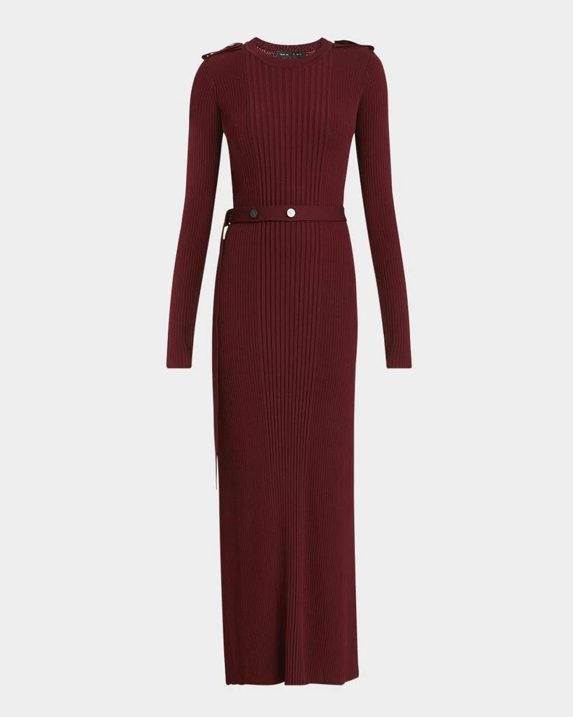 Proenza Schouler Lauryn Belted Silk-Viscose Knit Maxi Sweater Dress 1