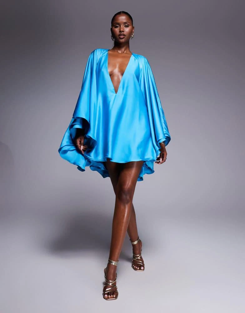 buy burgundy dress Shimma Blue Satin Mini Dress - US 16 main image 1
