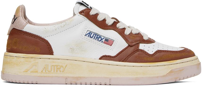 AUTRY White & Brown Super Vintage Sneakers