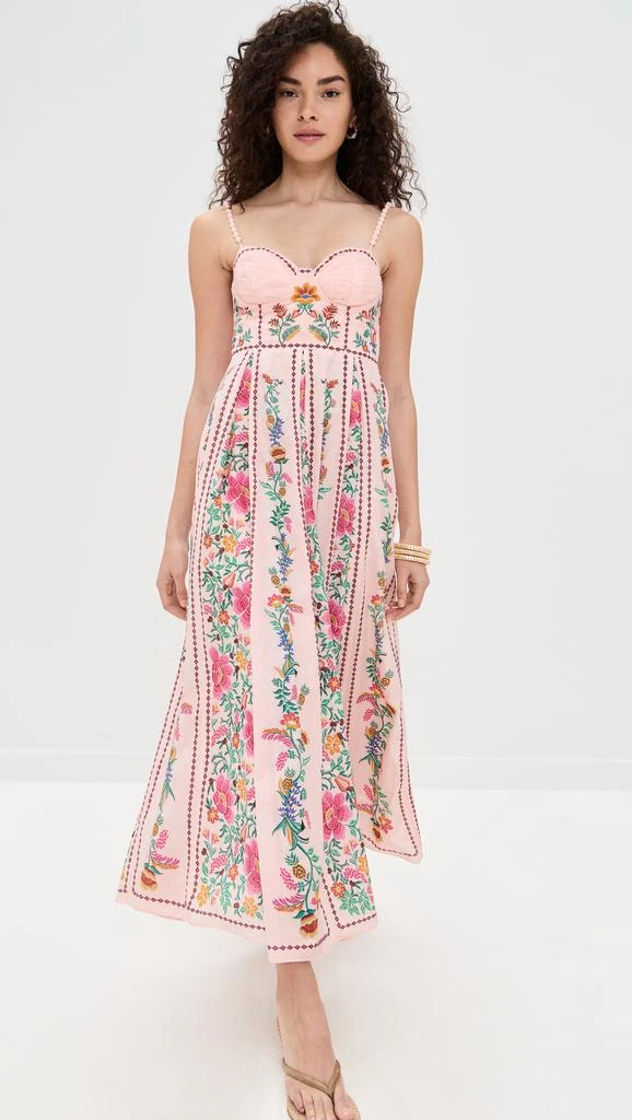 Farm Rio Delicate Forest Pink Maxi Dress 4