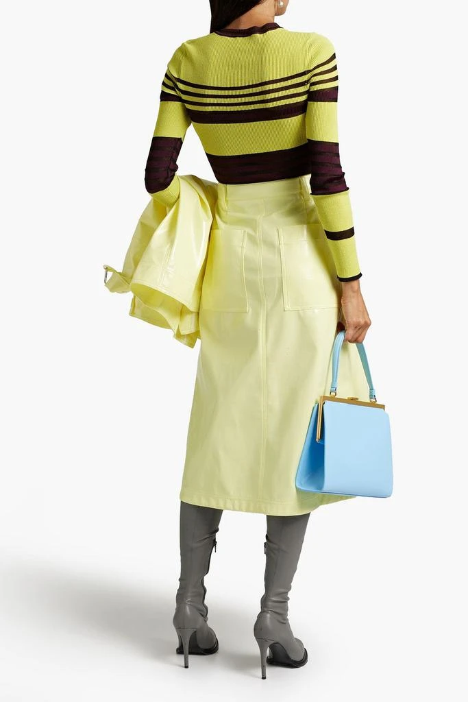 Tibi Faux patent-leather midi skirt 3