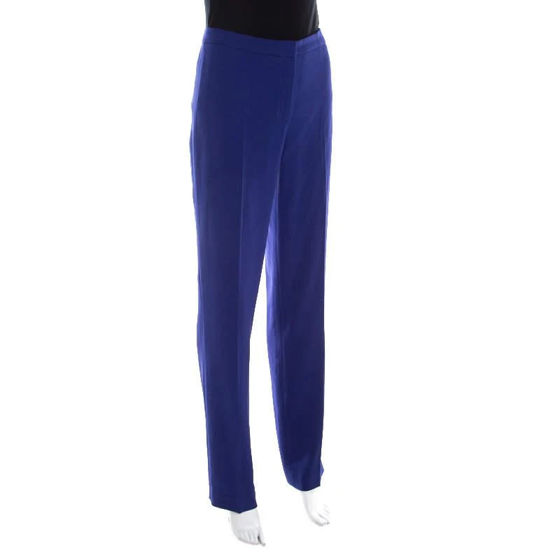 Escada Escada Bluebell Blue Crepe High Waist Tovah Trousers M 2