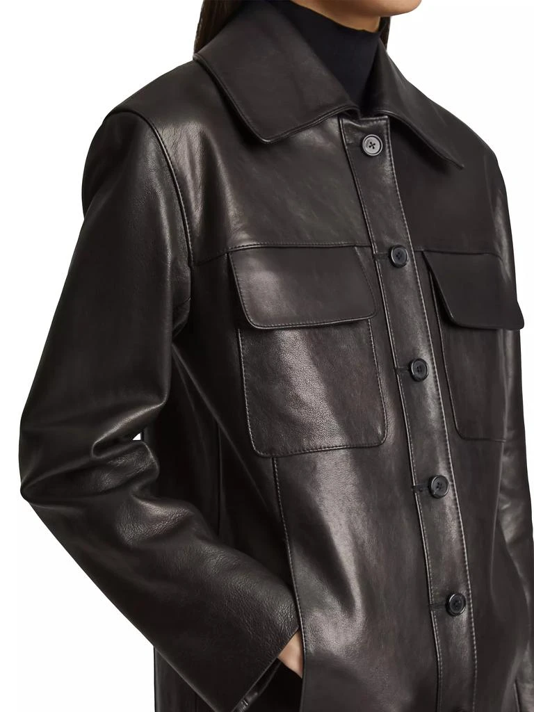 Khaite Iana Leather Button-Front Shirt Jacket 5