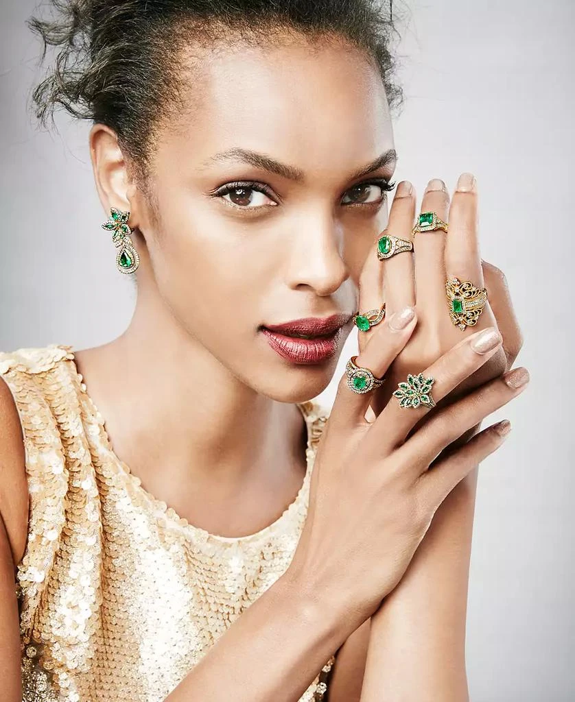 Effy EFFY® Emerald (5-1/4 ct. t.w.) and Diamond (1-1/4 ct. t.w.) Teardrop Earrings in 14k Gold or 14k White Gold, Created for Macy's 4