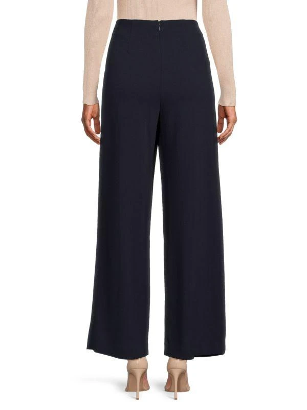 HALSTON Flat Front Draped Pants 2