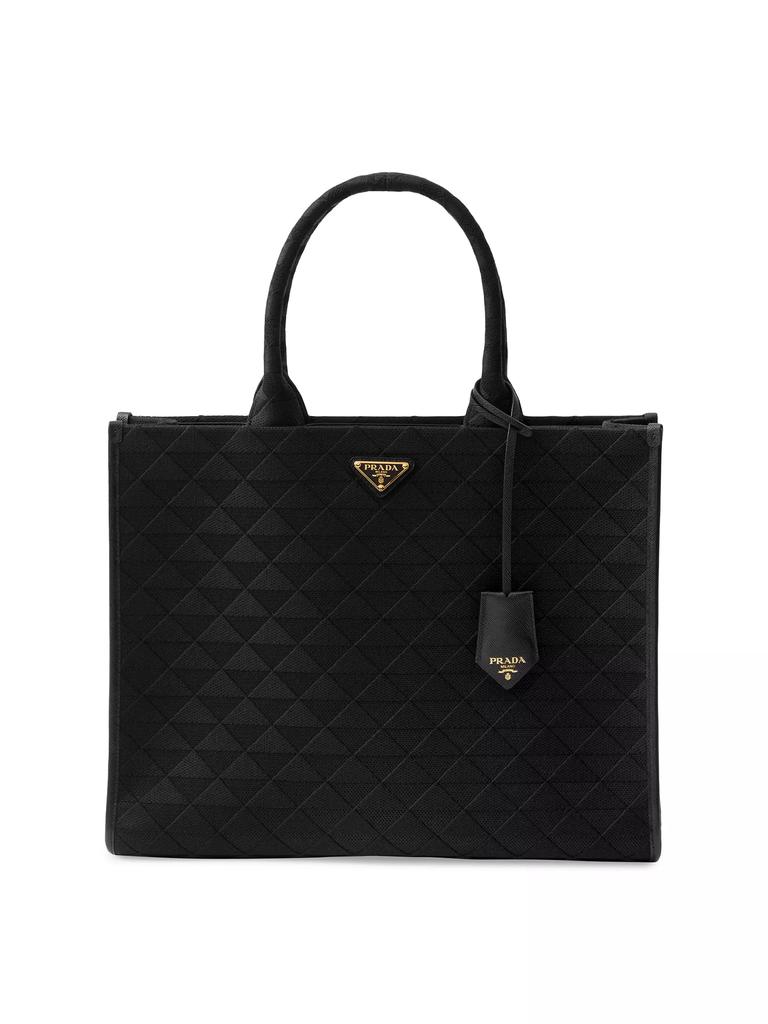 Prada Symbole Large Embroidered Fabric Bag - Tote Bags