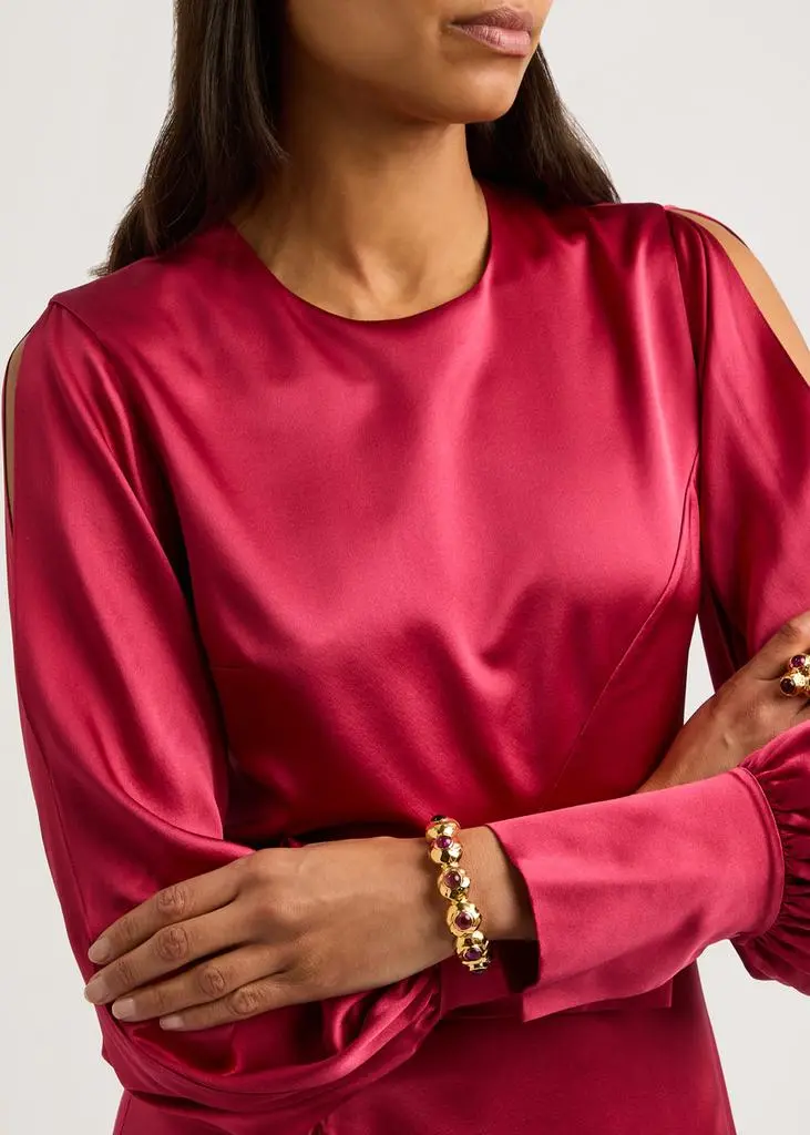 JOANNA LAURA CONSTANTINE Wave crystal-embellished 18kt gold-plated cuff 2