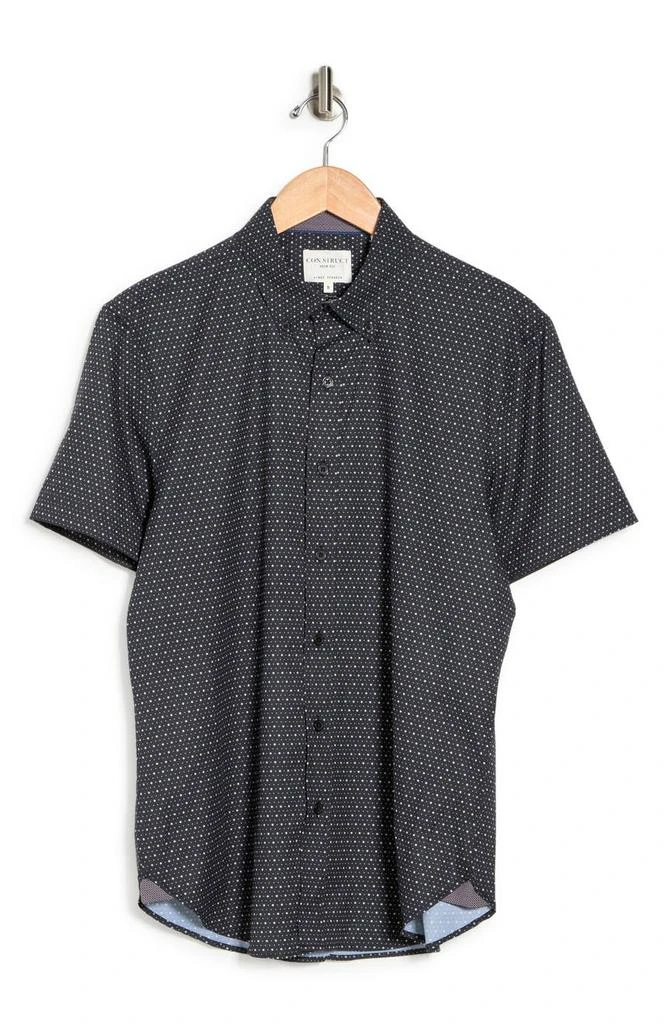 CONSTRUCT Slim Fit Micro Dot 4-Way Stretch Short Sleeve Button-Up Shirt 3
