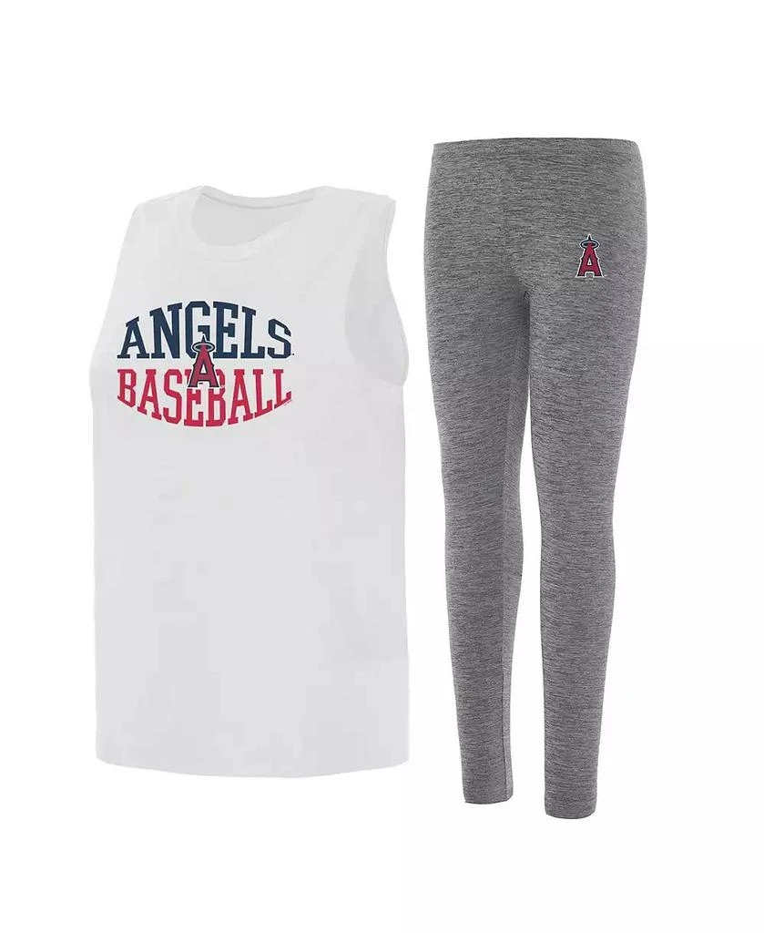 Concepts Sport Women's 2-Piece Charcoal/White Los Angeles Angels Contend Tank and Leggings Set