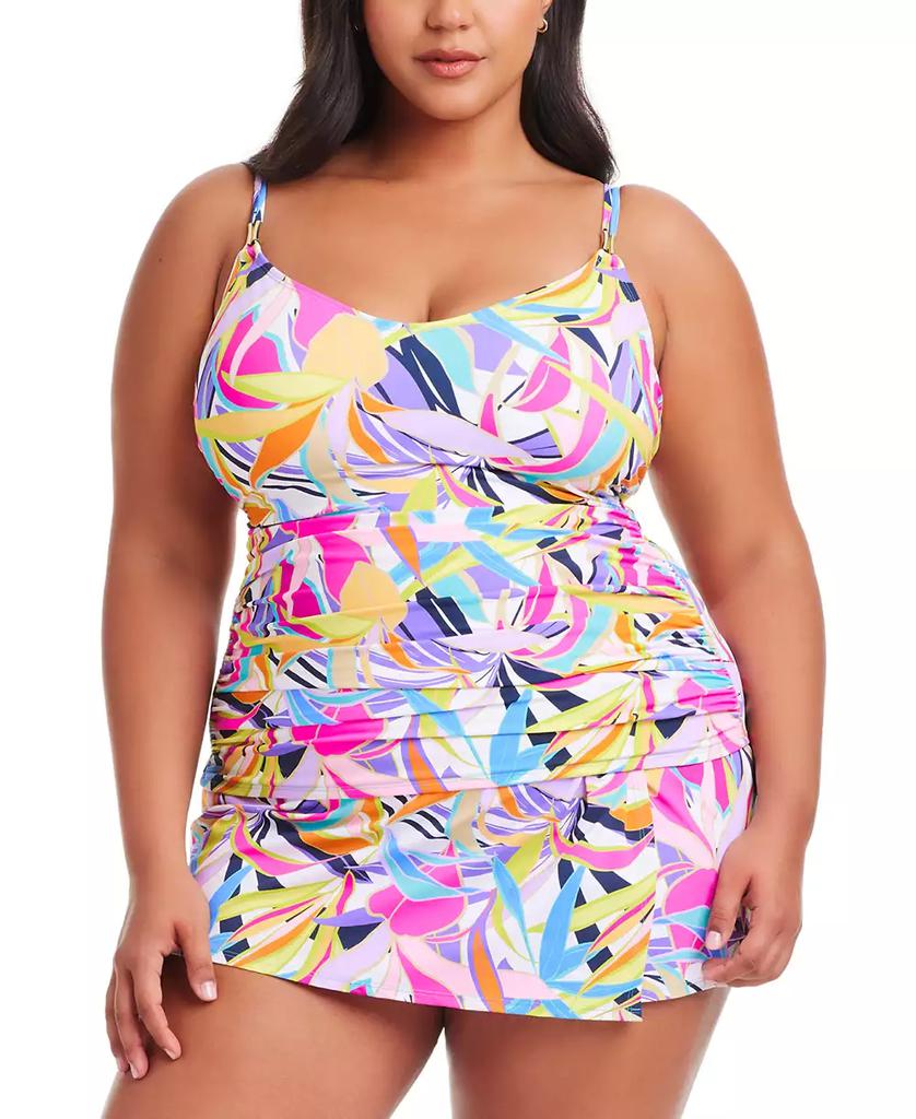 Bleu Rod Beattie Plus Size Printed Living Color Scoop-Neck Underwire Tankini Top