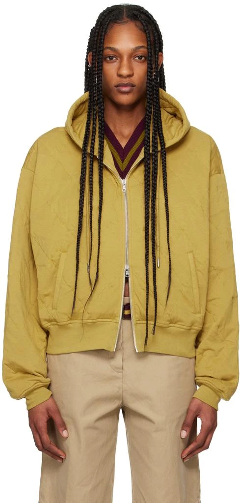 Dries Van Noten Yellow Quilted Hoodie 1
