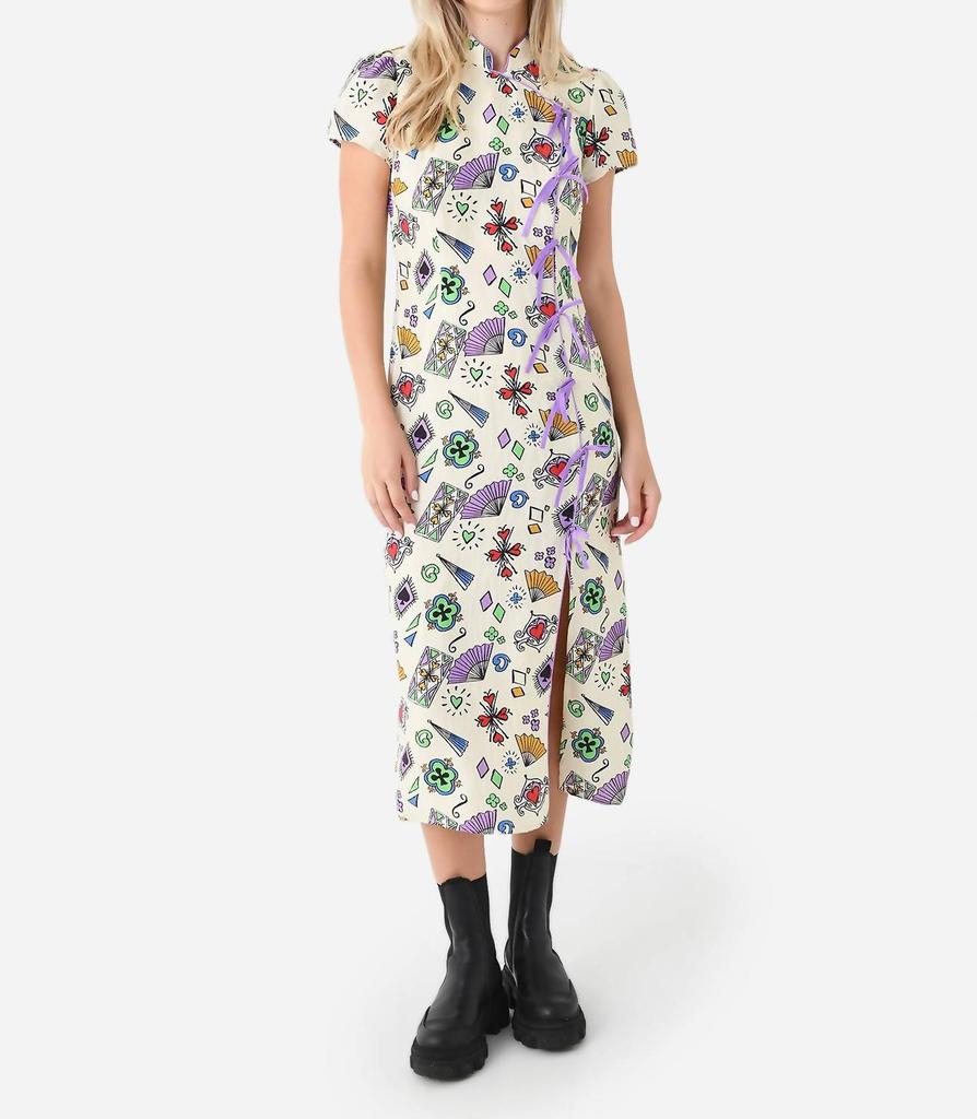 Kitri Leia Midi Dress In Ice Playing Cards