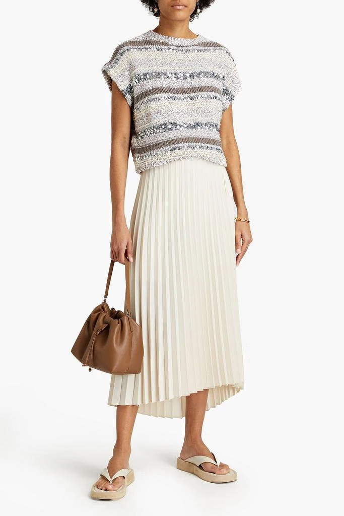 Brunello Cucinelli Sequin-embellished striped cotton top 2