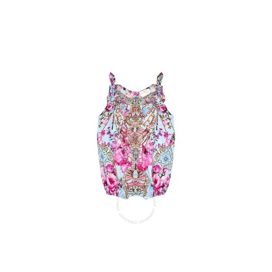 Camilla Girls Blue Tie Shoulder Romper