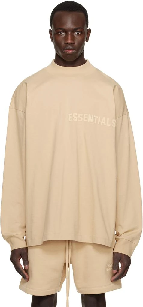 Essentials Beige Crewneck Long Sleeve T-Shirt 1