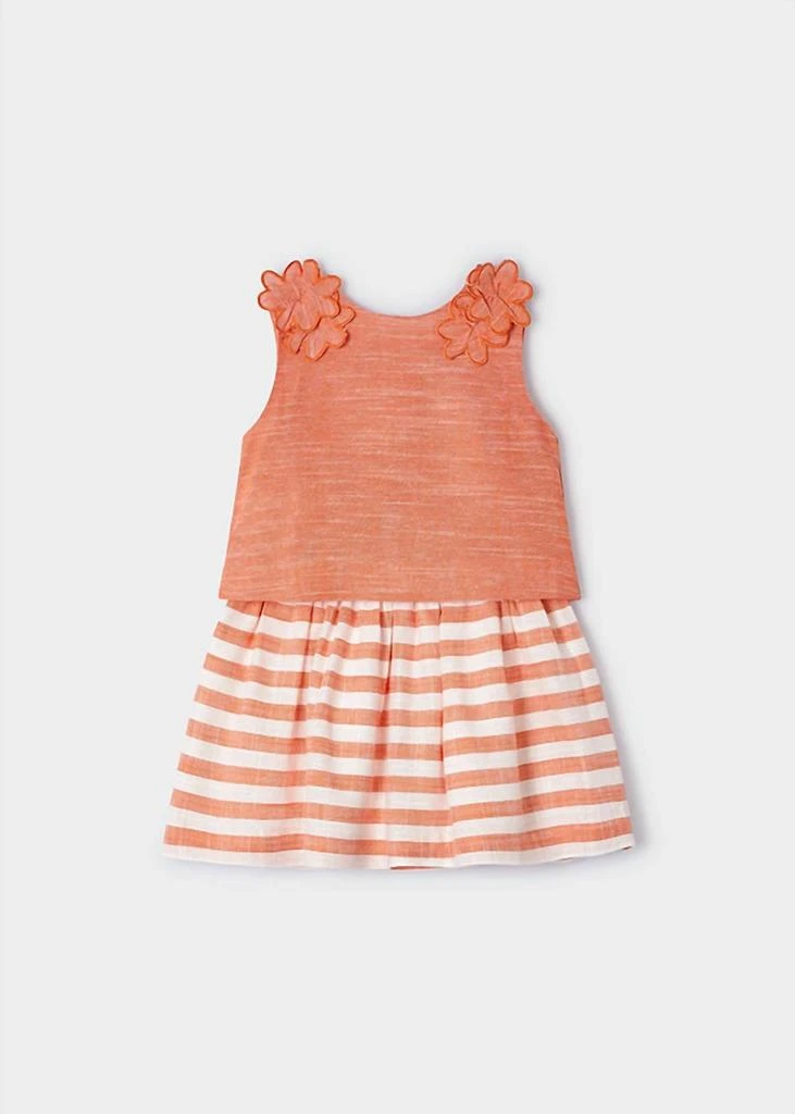 Mayoral Striped Skirt And Top Set In Orange 2