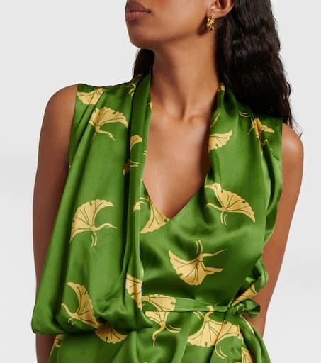 Dries Van Noten Printed silk satin wrap dress 4