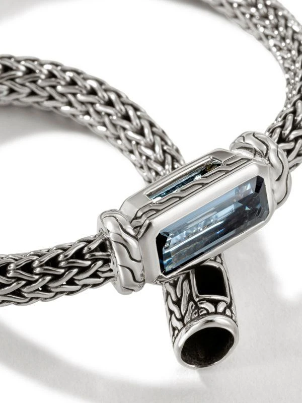 John Hardy Icon Sterling Silver & Treated London Blue Topaz Bracelet 5