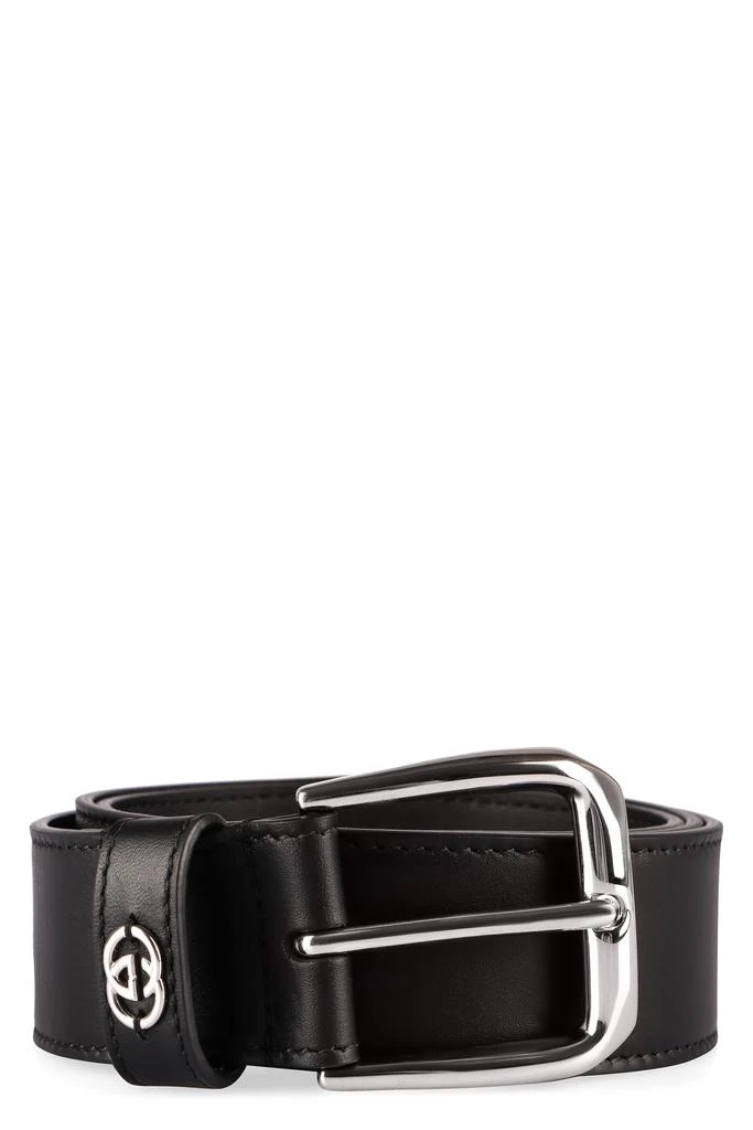 Gucci BLACK LEATHER GG BELT 1