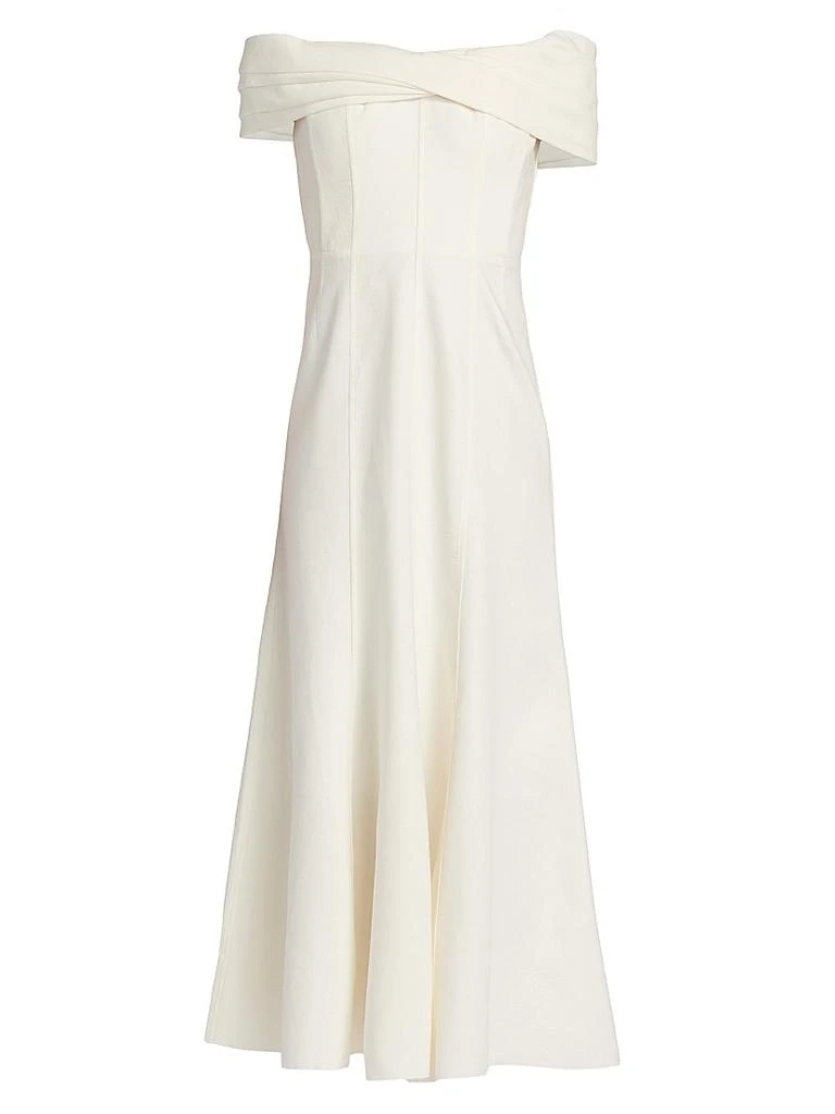 Ariana Linen-Blend Twist-Front Midi-Dress  On Sale Now with Up to 69% Off  | Discover Exclusive Deals & Savings at BeyondStyle  Authentic Nicholas  the Label women's|a-line|solid|short sleeve|off-the-shoulder|dresses|midi-length|women's  apparel ...
