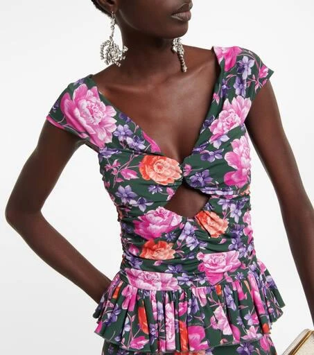 Magda Butrym Off-shoulder peplum floral blouse 4