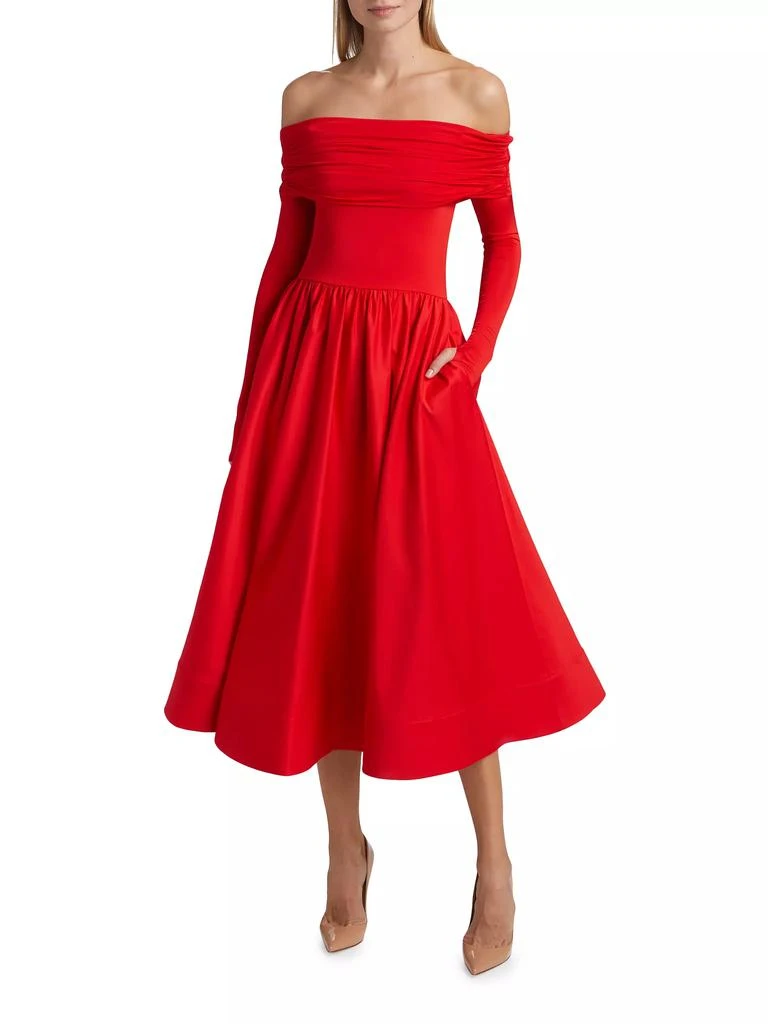 Alice + Olivia Chara Off-The-Shoulder Flared Midi-Dress 3