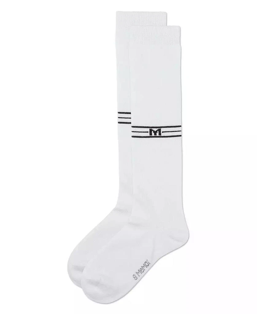Memoi Little Girls Stretch Cotton Multi Stripe "M Graphic" Knee Sock 3