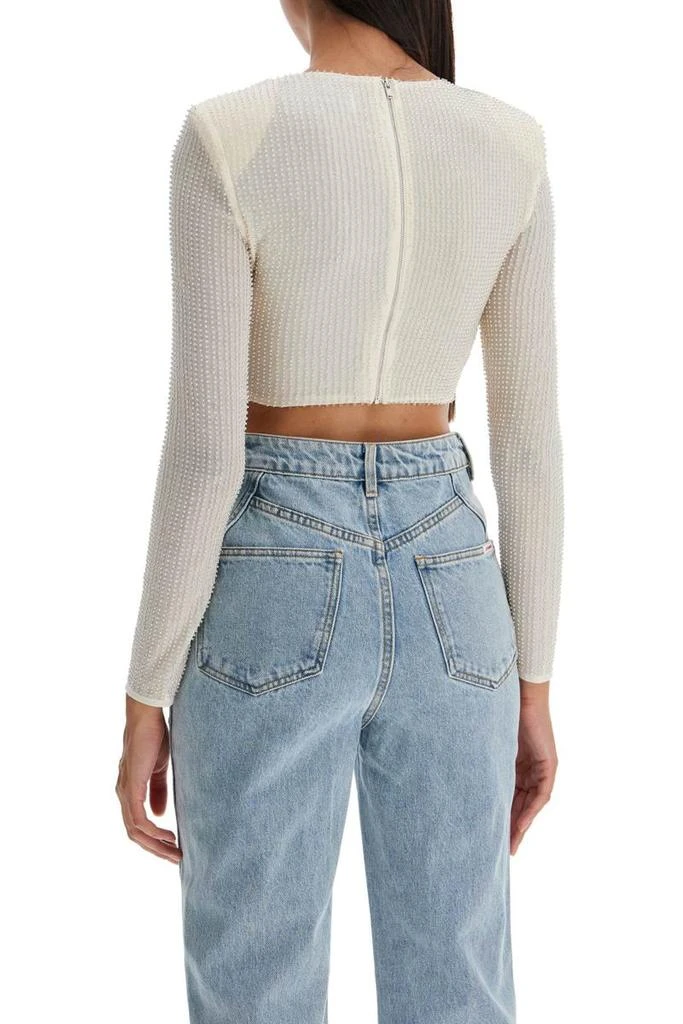 Self Portrait mesh crop top with beads embellishments. 3