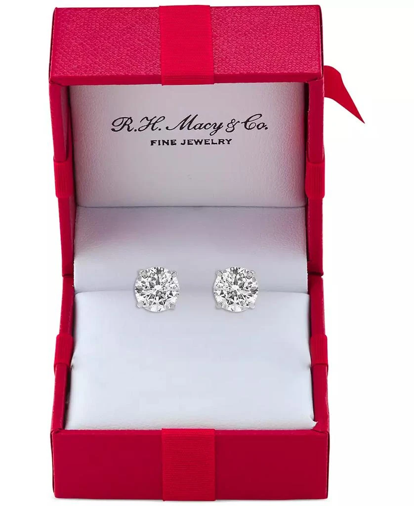 Macy's Diamond Stud Earrings (2 ct. t.w.) in 14k White or Yellow Gold 2