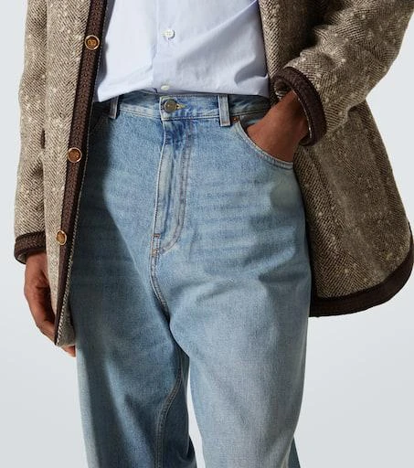 Valentino Jacquard-trimmed wide-leg jeans 5