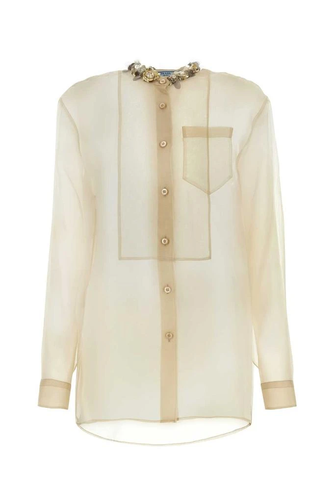 Prada Prada Sequinned Button-Up Organza Shirt 1