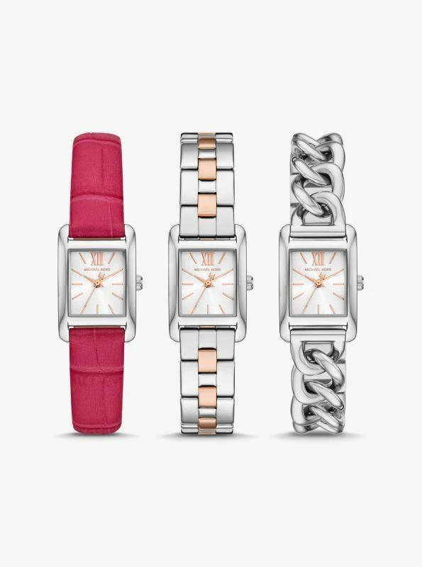 Michael Kors Petite Monroe Two-Tone and Crocodile-Embossed Leather Watch Strap Set 1