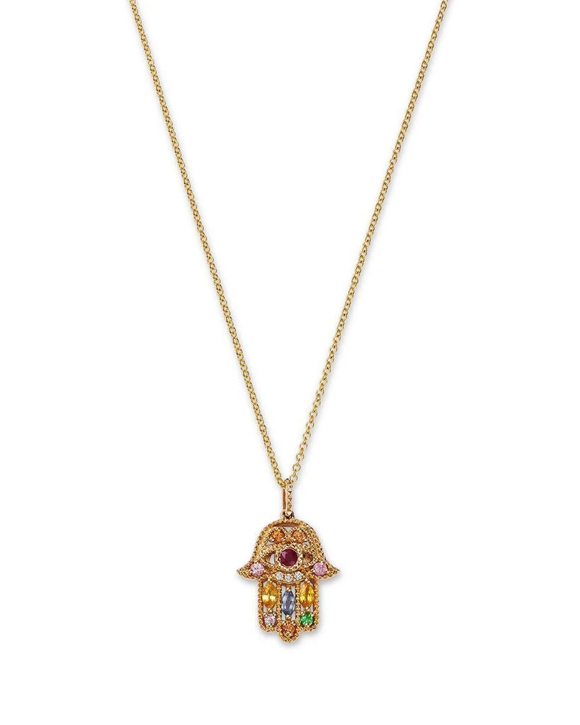 Bloomingdale
s Rainbow Gemstone 
Diamond Hamsa Pendant Necklace in 14K Yellow Gold, 18" 3