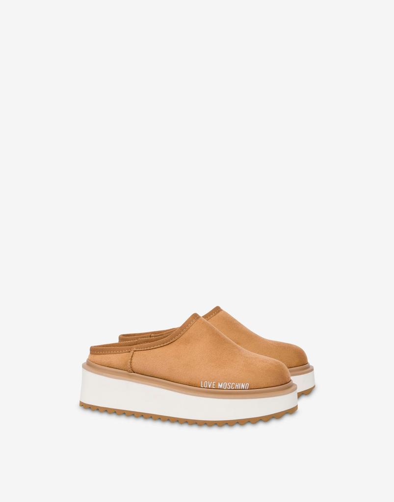 Love Moschino Velour Platform Power Sabots