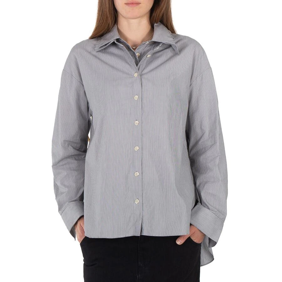 Tibi Double Collar Micro Stripe Cotton Shirt 1