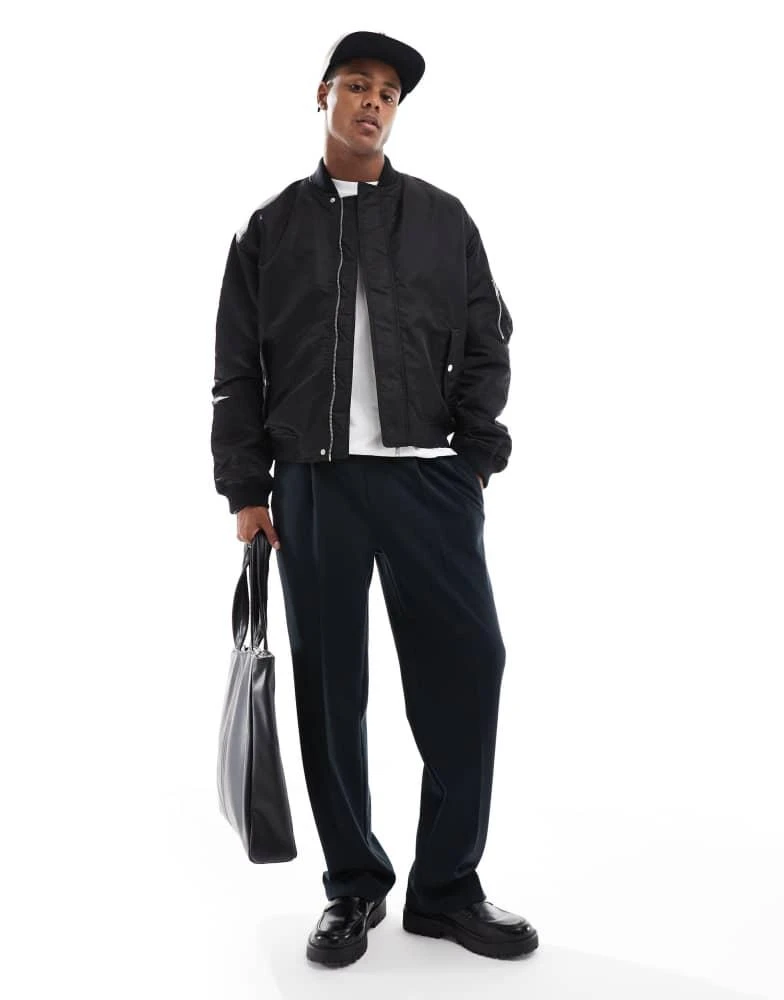 ASOS ASOS DESIGN oversized MA1 bomber jacket in black 2