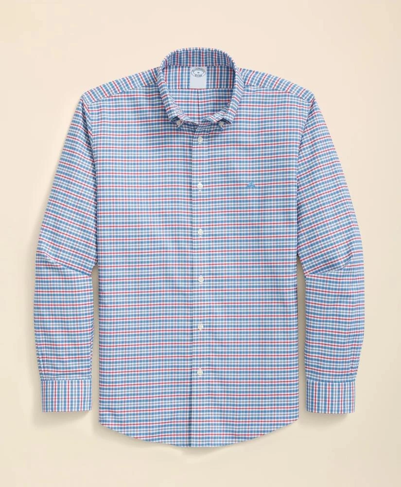Brooks Brothers Stretch Cotton Non-Iron Oxford Polo Button Down Collar, Multi Check Shirt 1