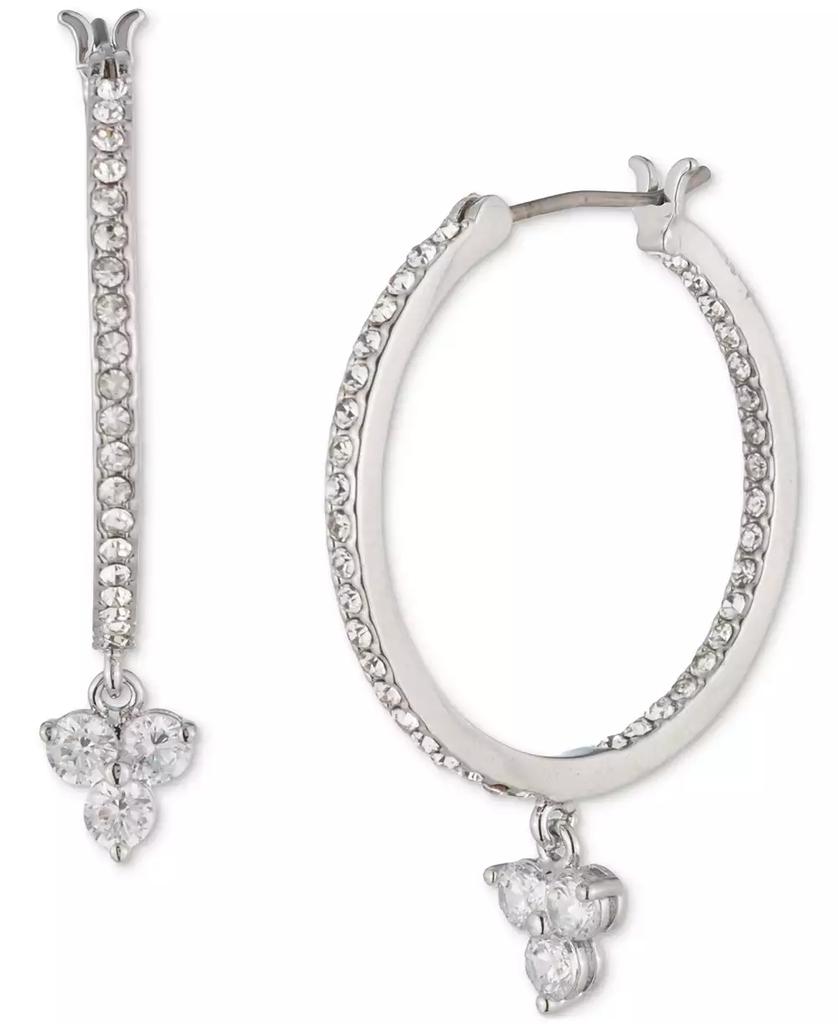 MARCHESA Silver-Tone Crystal Trio Charm Hoop Earrings