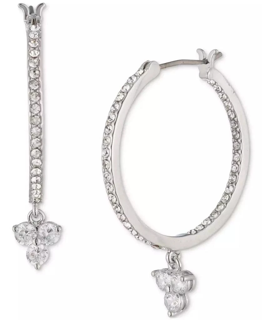 MARCHESA Silver-Tone Crystal Trio Charm Hoop Earrings 1